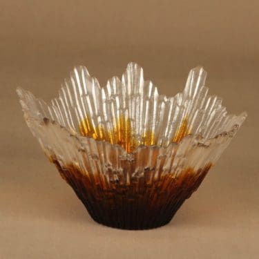 Humppila Revontulet bowl, brown/clear designer Tauno Wirkkala