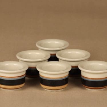 Arabia Taika munakuppi, raitakoriste, 6 kpl, suunnittelija Inkeri Seppälä, raitakoriste, raitakoriste