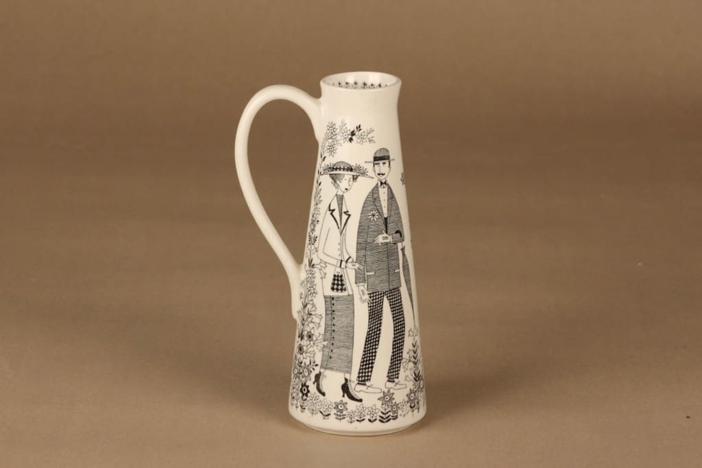 Arabia Emilia maljakko, mustavalkoinen, suunnittelija Raija Uosikkinen, kuparipainokoriste kuva 2