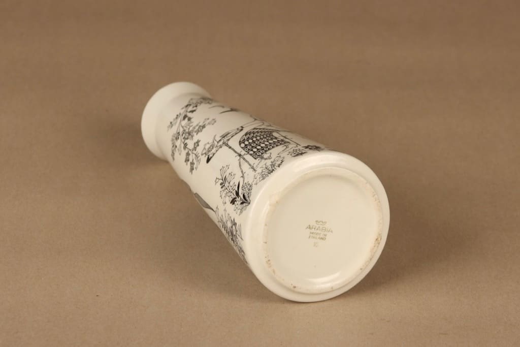 Arabia Emilia maljakko, mustavalkoinen, suunnittelija Raija Uosikkinen, kuparipainokoriste kuva 3