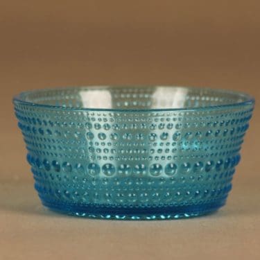 Nuutajärvi Kastehelmi jälkiruokakulho, turkoosi, suunnittelija Oiva Toikka,