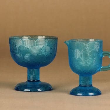 Nuutajärvi Miranda sokerikko ja kermakko, turkoosi, suunnittelija Heikki Orvola,