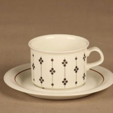 Arabia Kartano teekuppi, musta, valkoinen, suunnittelija Esteri Tomula,