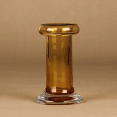 Riihimäen lasi Rulla maljakko, amber suunnittelija Tamara Aladin