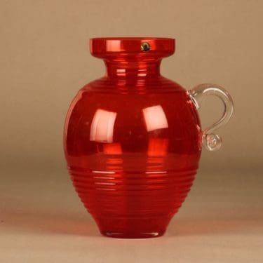 Riihimäen lasi Kleopatra maljakko, punainen designer Tamara Aladin