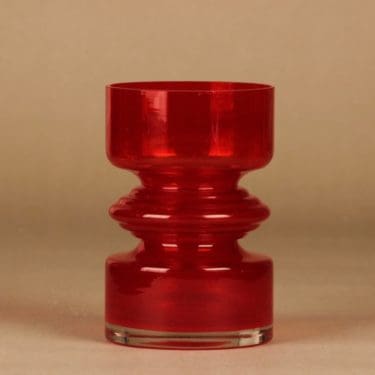 Riihimäen lasi Tiimalasi maljakko, punainen designer Nanny Still