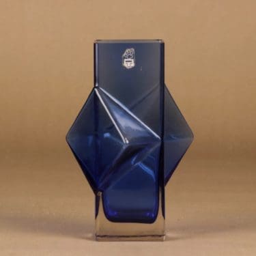 Riihimäen lasi Pablo maljakko, sininen suunnittelija Erkkitapio Siiroinen