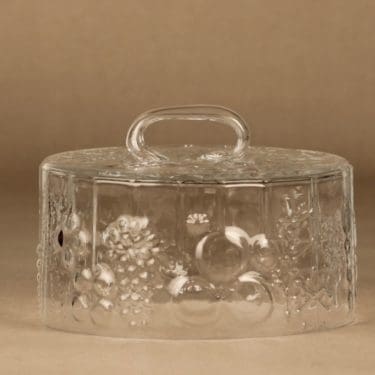 Nuutajärvi Flora juustokupu  , kirkas, suunnittelija Oiva Toikka,