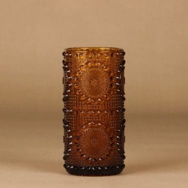 Riihimäen lasi Grapponia maljakko, amber, suunnittelija Nanny Still,