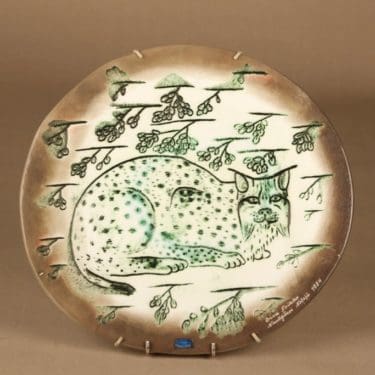 Nuutajärvi Fauna Fennica seinätaulu, Ilves, suunnittelija Oiva Toikka, Ilves, signeerattu