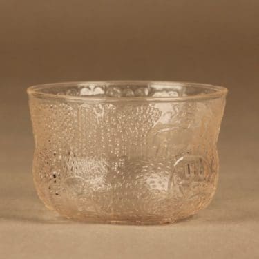 Nuutajärvi Fauna annoskulho, vaalea lohenpunainen, suunnittelija Oiva Toikka,