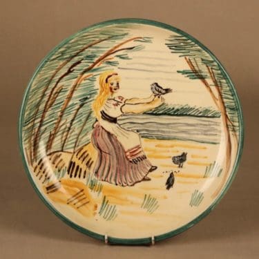 Kupittaan savi vati, käsinmaalattu, suunnittelija , käsinmaalattu, signeerattu