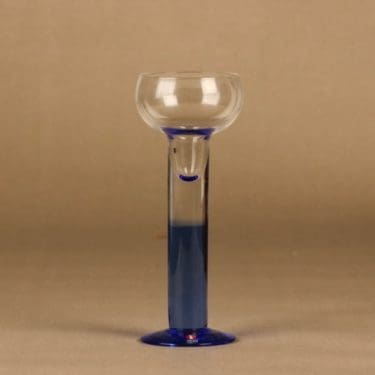Iittala Mondo kynttilänjalka, kirkas, sininen, suunnittelija Kerttu Nurminen,
