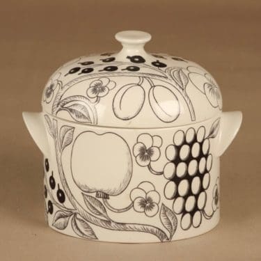 Arabia Paratiisi liemikulho, mustavalkoinen, suunnittelija Birger Kaipiainen,