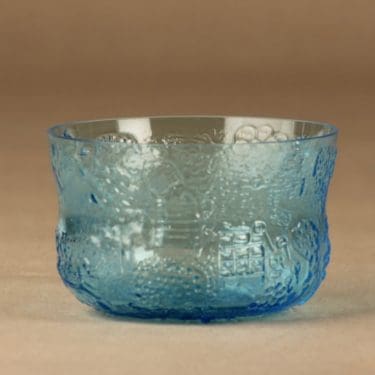 Nuutajärvi Fauna jälkiruokakulho, turkoosi, suunnittelija Oiva Toikka,