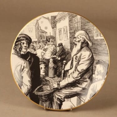 Arabia Vänrikki Stoolin tarinat Vänrikin markkinamuisto, mustavalkoinen, suunnittelija Albert Edelfelt,