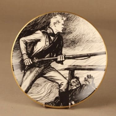 Arabia Vänrikki Stoolin tarinat Sven Tuuva, mustavalkoinen, suunnittelija Albert Edelfelt,