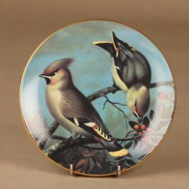 Arabia Pikkulintuja seinälautanen, Tilhiä pihlajassa, suunnittelija von Wright, Tilhiä pihlajassa, lintu, Tilhi