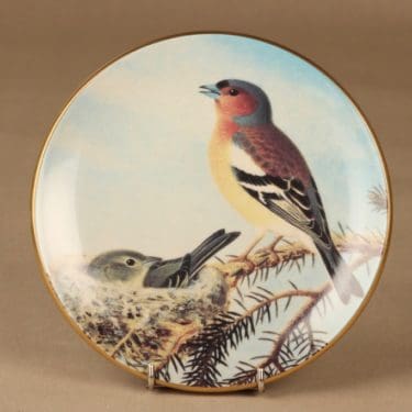 Arabia Pikkulintuja seinälautanen, Peippopari pesällä, suunnittelija von Wright, Peippopari pesällä, lintu, serikuva, Peipponen