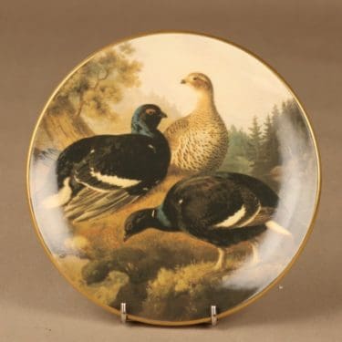 Arabia Riistalinnut seinälautanen, Teeriä rantatöyräällä, suunnittelija von Wright, Teeriä rantatöyräällä, lintu, serikuva, Teeri