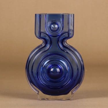 Riihimäen lasi Aitanlukko maljakko, sininen, suunnittelija Helena Tynell,