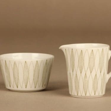 Arabia Vuokko sokerikko ja kermakko, suunnittelija Raija Uosikkinen,