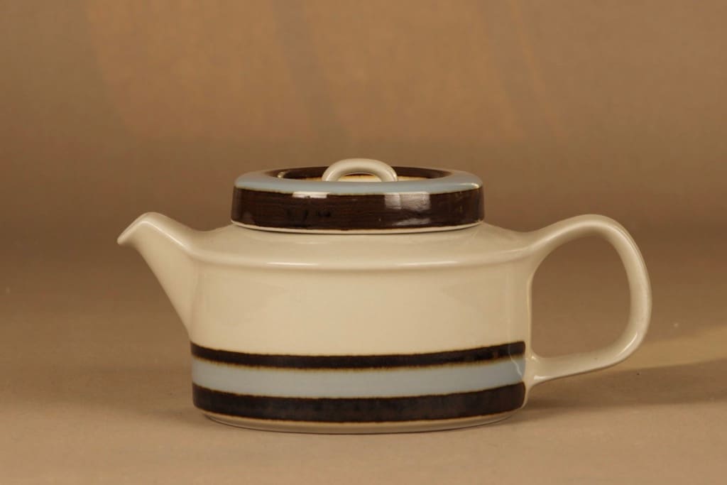 Arabia Suvanto teekaadin, teesiivilällä, suunnittelija Ulla Procope, teesiivilällä, raitakoriste