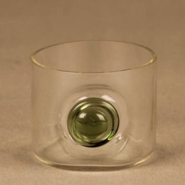 Riihimäen lasi Tippa lasi, kirkas, vihreä, suunnittelija Helena Tynell,