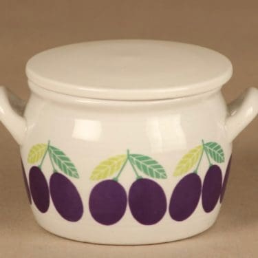 Arabia Pomona Luumu bowl with lid designer Raija Uosikkinen