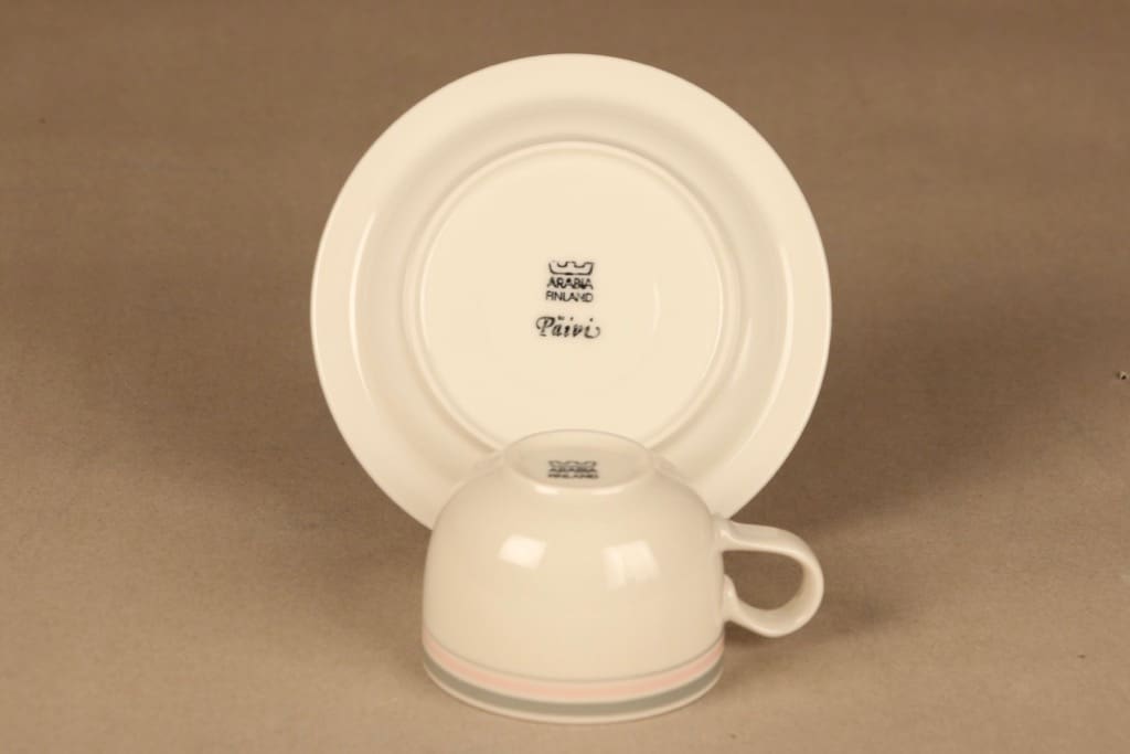 Arabia Päivi kahvikuppi, raitakoriste, suunnittelija Inkeri Leivo, raitakoriste kuva 3