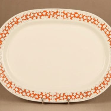 Arabia Pizzicato tarjoiluvati, soikea, suunnittelija Esteri Tomula, soikea, serikuva, kukka