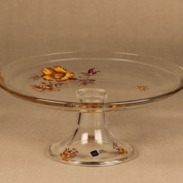 Nuutajärvi Myrna kakkuvati, jalallinen, suunnittelija Olga Osol, jalallinen, serikuva, kukka