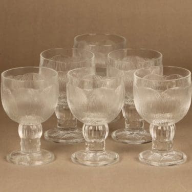 Nuutajärvi Pioni viinilasi, 20 cl, 6 kpl, suunnittelija Oiva Toikka, 20 cl