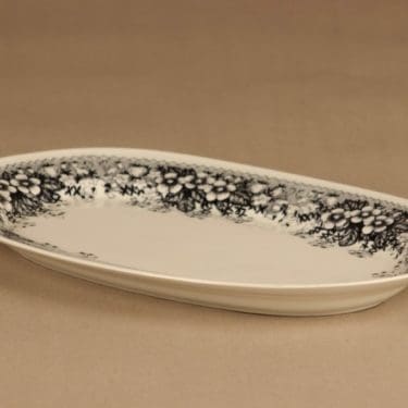 Arabia Talvikki tarjoiluvati, musta, valkoinen, suunnittelija Raija Uosikkinen,