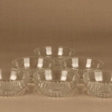 Riihimäen lasi Merja jälkiruokakulho, kirkas, 6 kpl, suunnittelija Tamara Aladin,