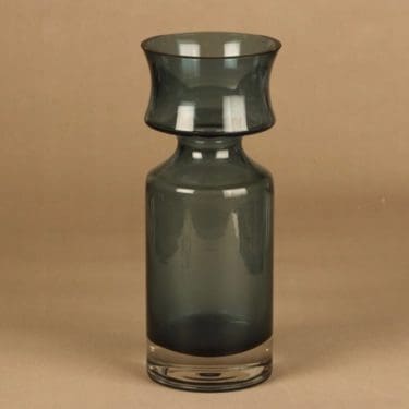 Riihimäen lasi Ruusu maljakko, siniharmaa, kirkas, suunnittelija Tamara Aladin,