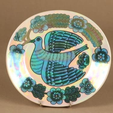 Arabia BK seinälautanen, Kyyhky, suunnittelija Birger Kaipiainen, Kyyhky, serikuva, lintu