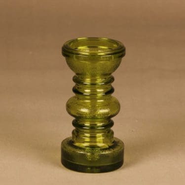 Riihimäen lasi Carmen kääntömaljakko, vaaleanvihreä, suunnittelija Tamara Aladin, kynttilänjalka