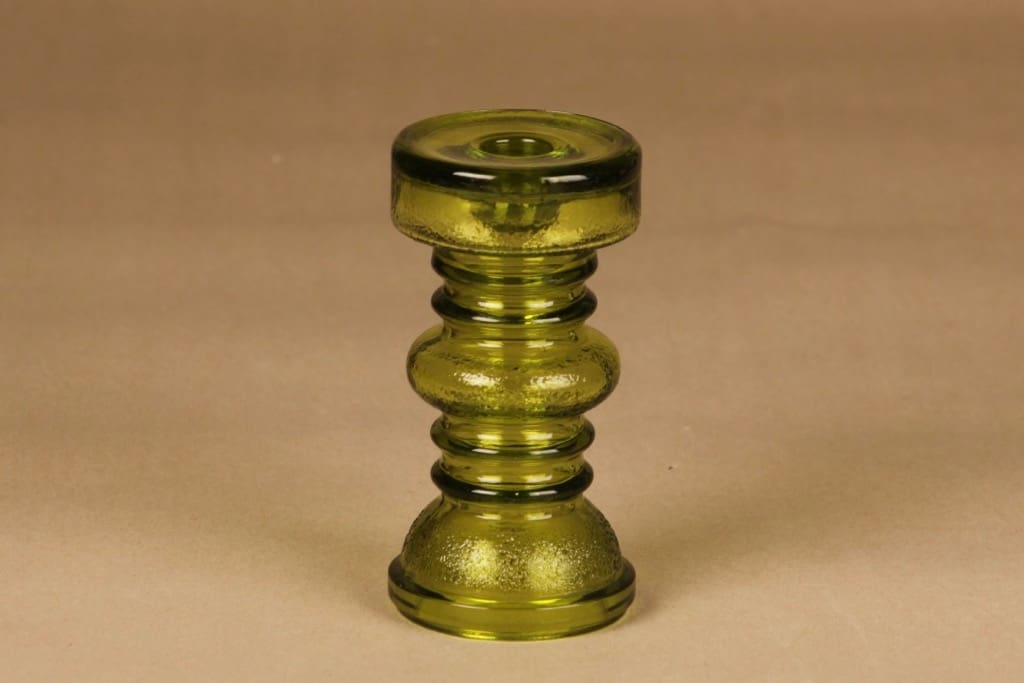 Riihimäen lasi Carmen kääntömaljakko, vaaleanvihreä, suunnittelija Tamara Aladin, kynttilänjalka kuva 2