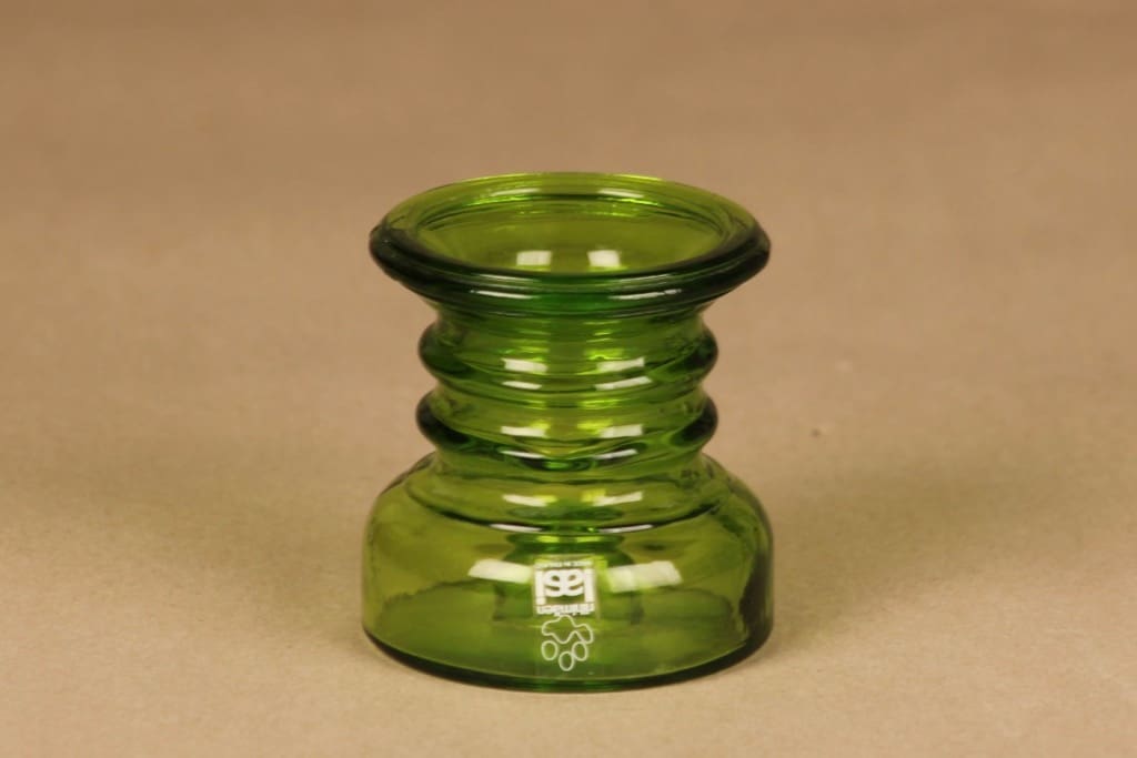 Riihimäen lasi Carmen kääntömaljakko, vihreä, suunnittelija Tamara Aladin, kynttilänjalka