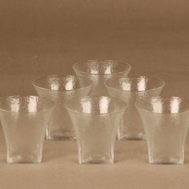 Nuutajärvi Rocky snapsilasi, 9 cl, 6 kpl, suunnittelija Oiva Toikka, 9 cl