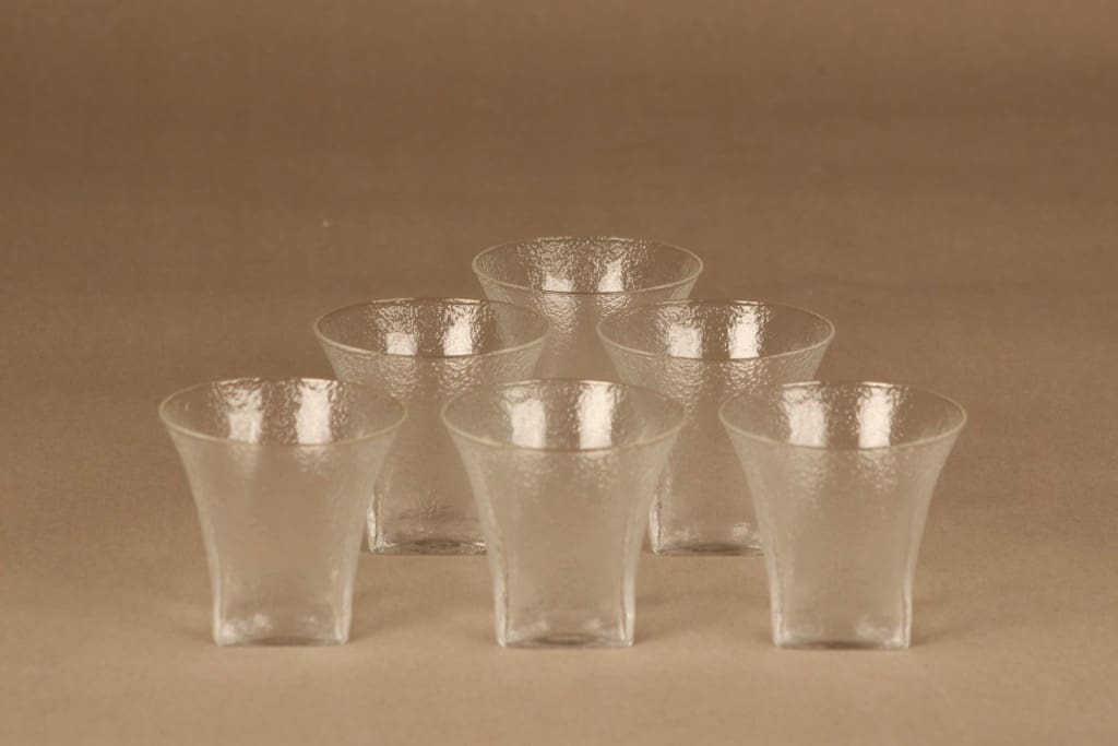 Nuutajärvi Rocky snapsilasi, 9 cl, 6 kpl, suunnittelija Oiva Toikka, 9 cl