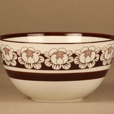 Arabia Katrilli kulho, ruskea, valkoinen, suunnittelija Esteri Tomula, serikuva, kukka