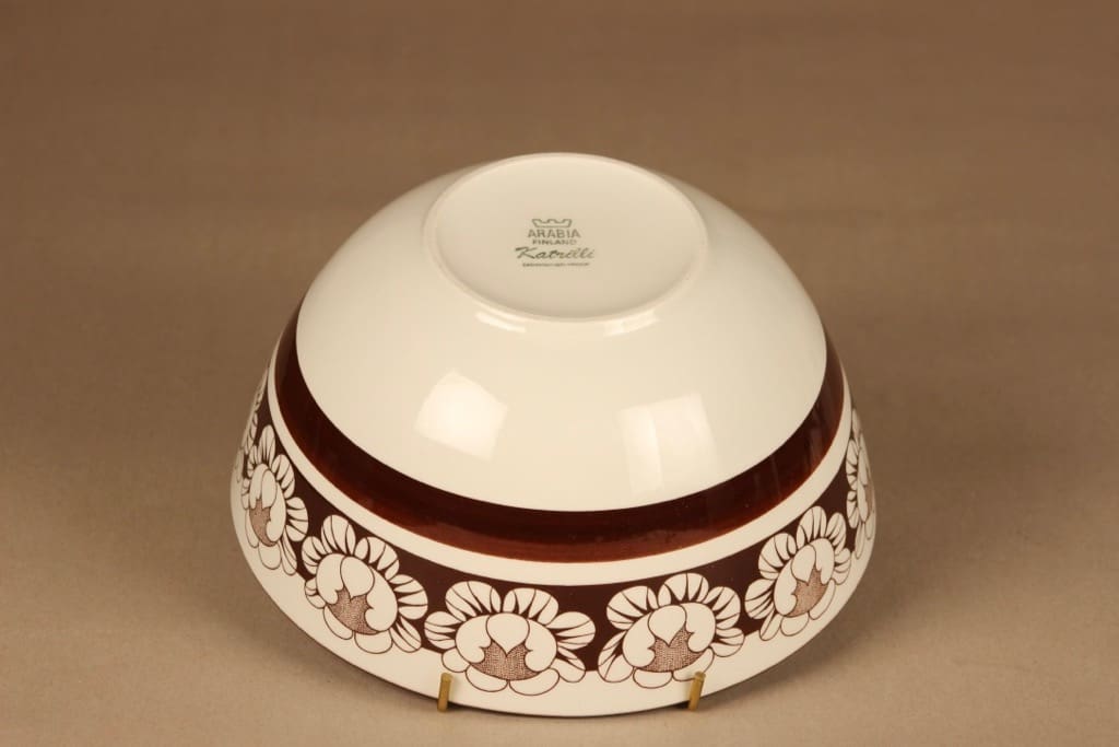 Arabia Katrilli kulho, ruskea, valkoinen, suunnittelija Esteri Tomula, serikuva, kukka kuva 2