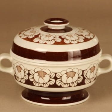 Arabia Katrilli kulho, kannellinen, suunnittelija Esteri Tomula, kannellinen, serikuva, kukka