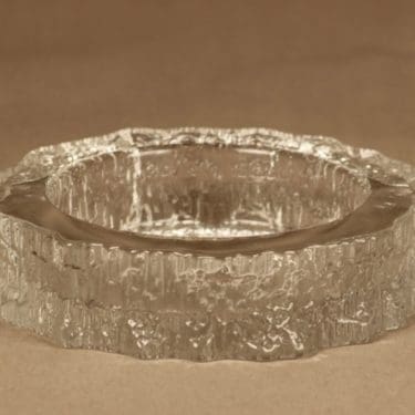 Iittala Aslak tuhka-astia/kynttilänalunen, kirkas, suunnittelija Tapio Wirkkala, massiivinen