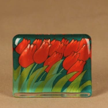 Iittala HLS glass card Red Tulips designer Heljä Liukko-Sundström
