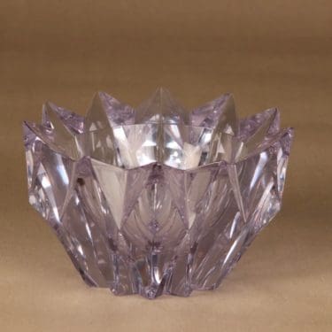 Riihimäen lasi Lumpeenkukka taide-esine, signeerattu, suunnittelija Aimo Okkolin, signeerattu, massiivinen