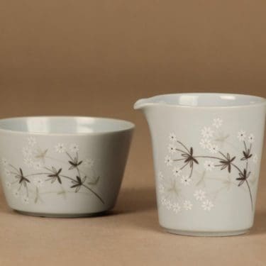 Arabia Lumikukka sugar bowl and creamer, light blue designer Raija Uosikkinen