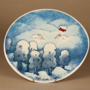 Arabia HLS seinätaulu, Lumileikkejä, suunnittelija Heljä Liukko-Sundström, Lumileikkejä, talvi, pupu, jänis